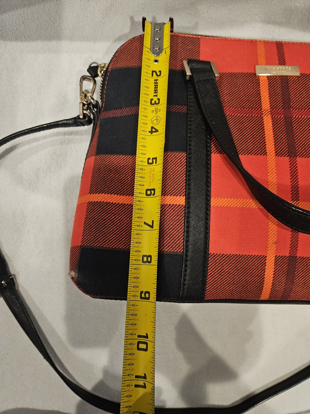 kate spade New York Newbury Lane Red Plaid Tote with Black Leather Trim Purse - Picture 16 of 16